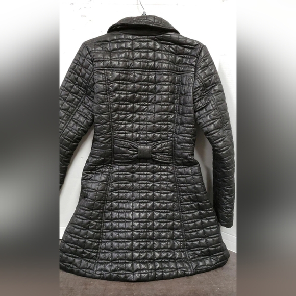 Kate Spade Quilted Puffer Coat XS Black Winter Parka Bow Back Feminine Elegance - Picture 4 of 5